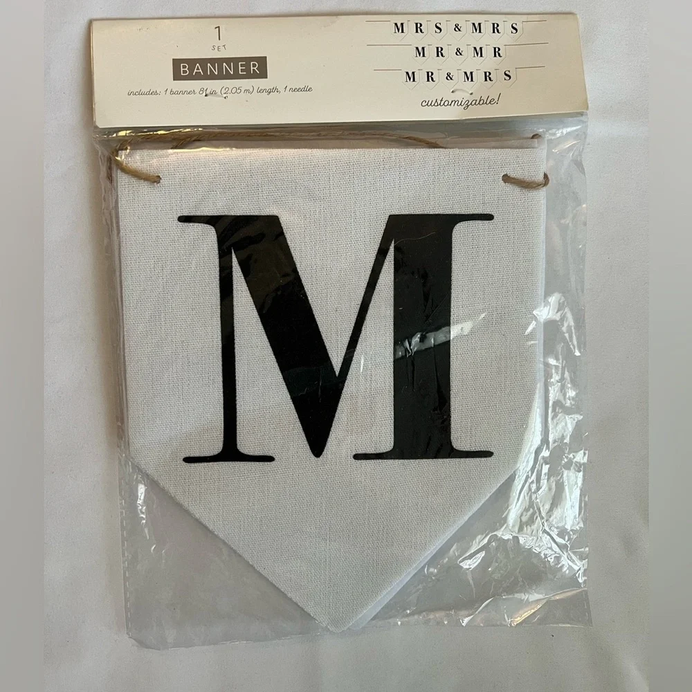 Mr & Mrs Banner and Congratulations Wedding Banner Set white black NWT